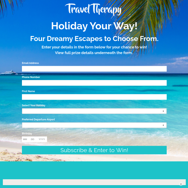Win Your Choice of Holiday (Bali/Fiji/Hawaii/Pacific Island Cruise) for 2