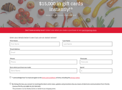 Win your share of  $15,000 in gift cards  instantly