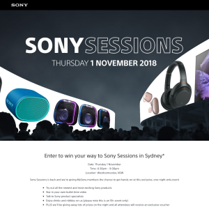 Win your way to Sony Sessions in Sydney