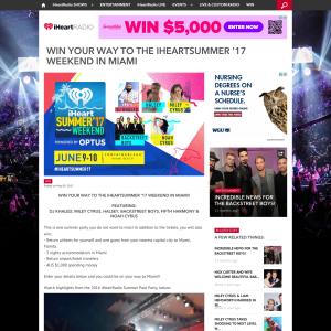 Win your way to the IHEARTSUMMER '17 weekend in Miami! (NSW, VIC, QLD & WA Residents ONLY)