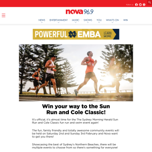 Win your way to the Sun Run and Cole Classic